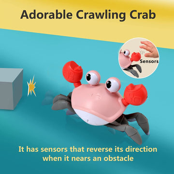 control future Baby Girl Toys Tummy Time: Pink Crawling Crab Babies Montessori Toy Learning 36 Months 3 Year Old Birthday Infant Girls Valentines