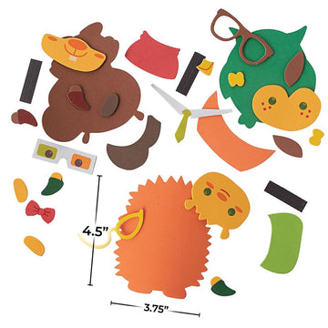 Nerdy Fall Critter Foam Magnets Craft Kit - Makes 12 - DIY Crafts for Kids and Fun Home Activities