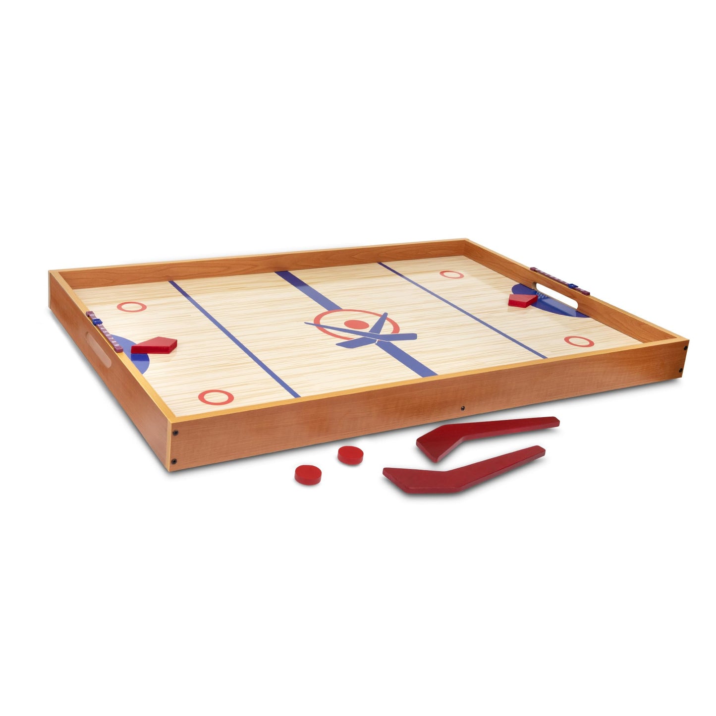 Point Games Tabletop Slap Shot Hockey Game - Super Durable Large Wooden Board With 2 Sticks and Pucks - Great Family Game for Ages 5+