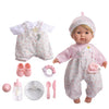 JC Toys Nonis Boutique 15" Realistic Soft Body Baby Doll with Blonde Hair, Blue Eyes, Open/Close Eyes | 10 Piece Gift Set with Bottle, Rattle
