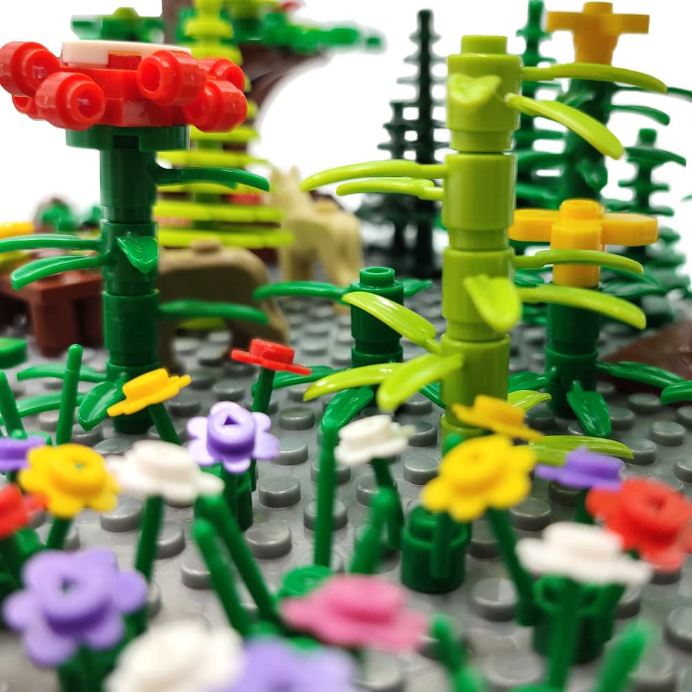 ZHX Garden Park Building Block Parts Botanical Scenery Accessories Plant Set Building Bricks Toy Trees Flowers Compatible All Major Brands (Without