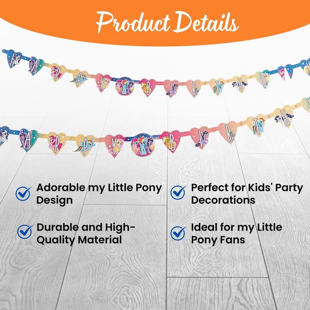 My Little Pony Happy Birthday Jointed Banner - 6.75 Ft, Multicolor, 1 Pc