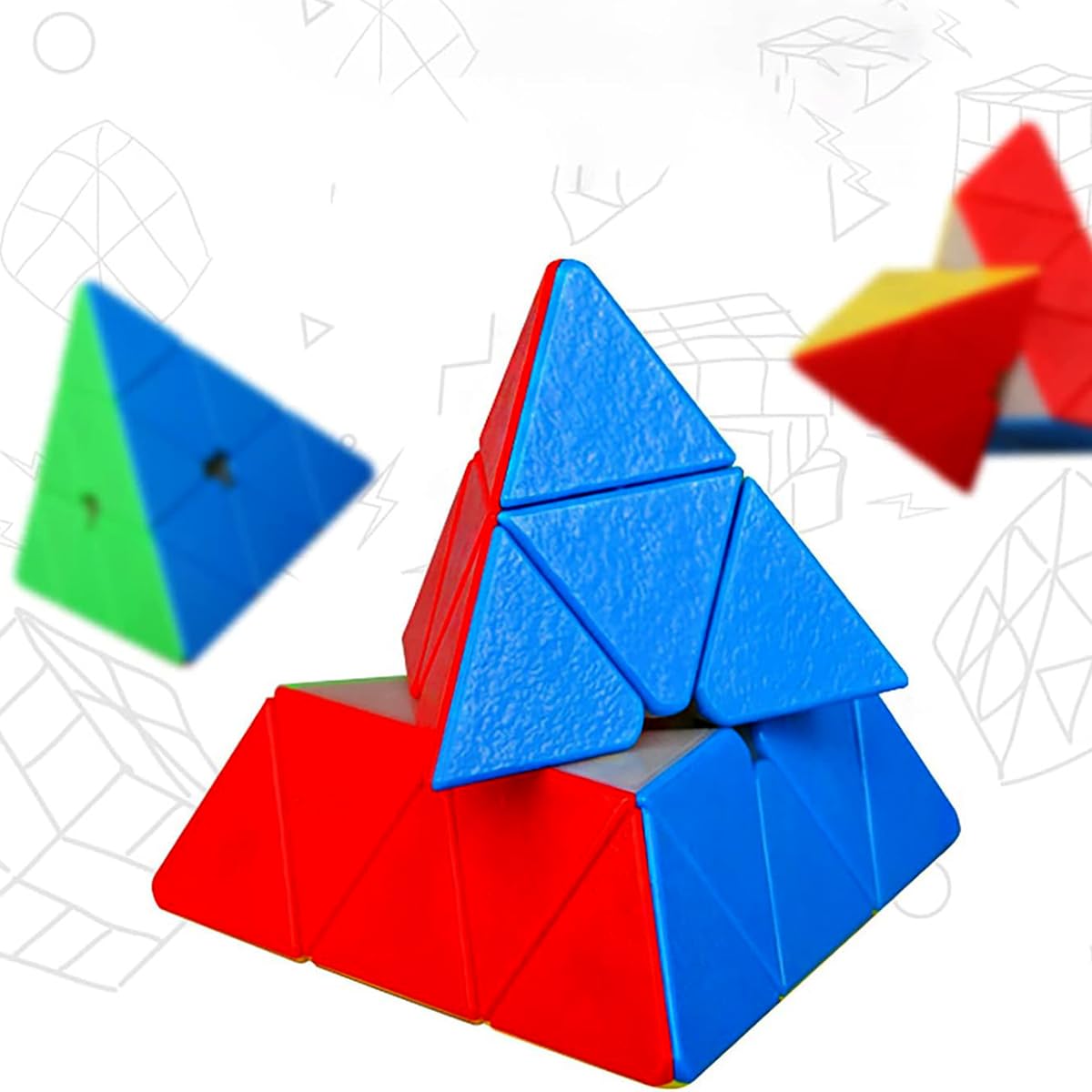 3X3 Pyramid Speed Cube Brain Teasers 3X3X3 Triangle Puzzle Magic Cube Brain Teaser Puzzle Toy Stickerless Cube Games Toys Vivid Color