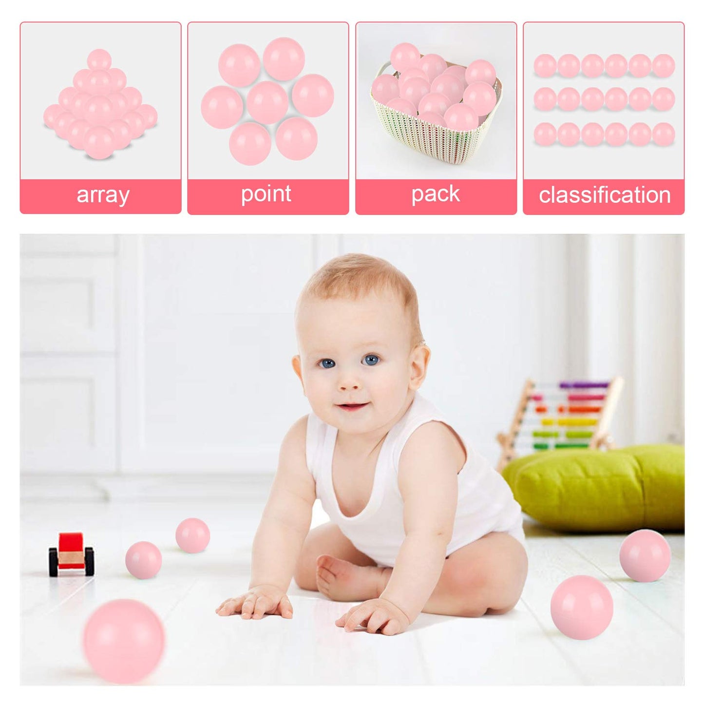 TRENDBOX 100 Pink Ocean Ball (Ship from USA) for Babies Kids Children Birthday Parties Events Playground Games Pool