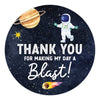 Andaz Press Kids Party Favor Thank You for Making My Day A Blast Stickers, 80-Pack 2-Inch Round Outer Space Birthday Stickers for Kids, Boys & Girls