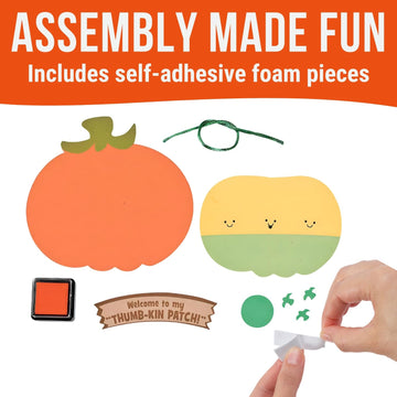 Fun Express Thumbprint Pumpkin Patch Craft Kit - Makes 12 - DIY Halloween Crafts for Kids