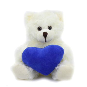 Plushland Cream Teddy Bear with Customized Message on Embroidered Heart, Stuffed Animal Plush Toys- Valentine Personalized Gift for Girls, Boys