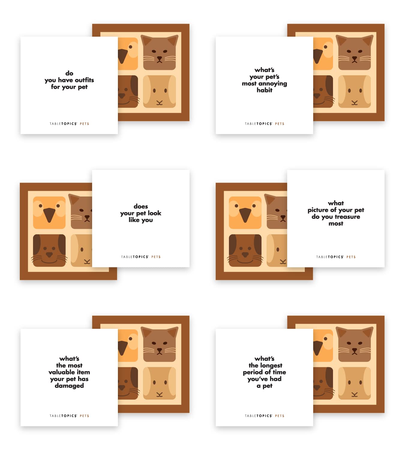 TableTopics Pets to Go Question Card Game - 40 Conversation Starter Cards to Talk About Your Pets, Fun Game for Family and Friends, Great for Road