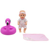 Dream Collection: 10" Bath Time Baby Doll & Flamingo Floatie Set - Onesie Outfit & Headband, Swaddle Blanket Towel, Hard Body, Water Play Toy, Kids 2+