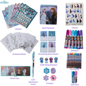 Innovative Designs Disney Frozen Creativity Fun Kids Art Set for Coloring, Painting, and Crafts