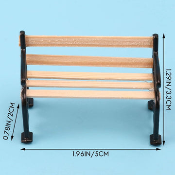 2Pcs 1/24 Miniature Park Bench Dollhouse Decoration Accessories