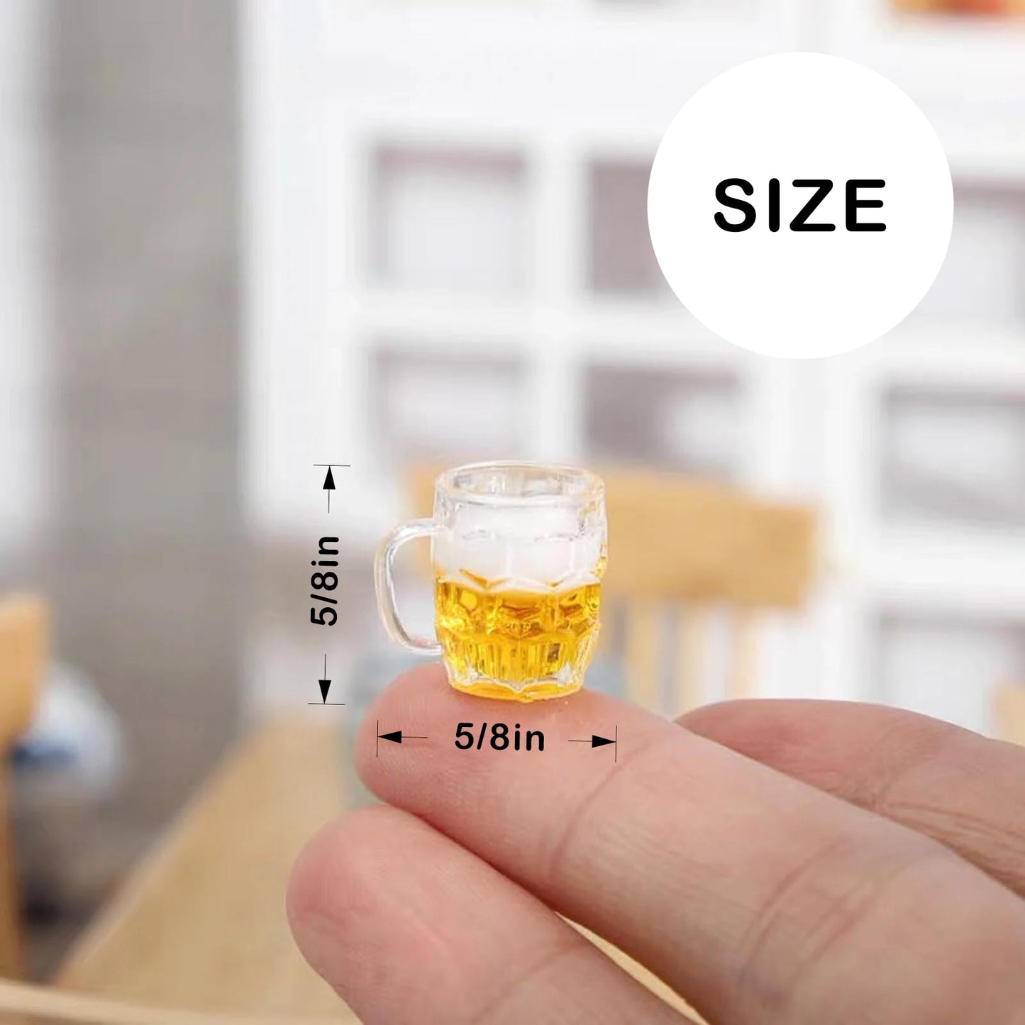 Miniature Beer Mug with Handle, 1/12 Dollhouse Mini Fake Beer Cup, Miniature Beer Drink Mini Beer Glass Mug, for Dollhouse Miniature Kitchen, Fairy