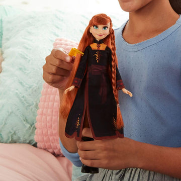 Disney Frozen Sister Styles Anna Fashion Doll with Extra-Long Red Hair, Braiding Tool & Hair Clips - Toy for Kids Ages 5 & Up