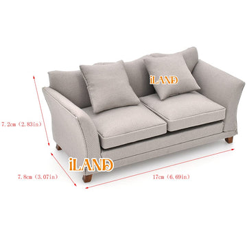 iLAND Dollhouse Furniture of Dollhouse Couch Fit Modern Miniature Accessories and Furniture, 1/12 Scale Mini Living Room Decor Chic Khaki Drills