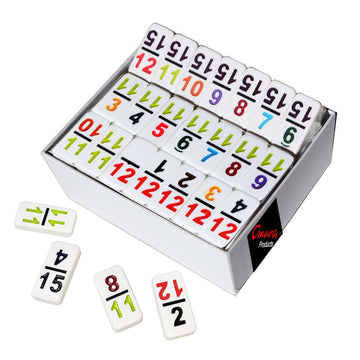 OMURA Games | Double15 Pro Size Dominoes Set | Tile: White with Color Numeral
