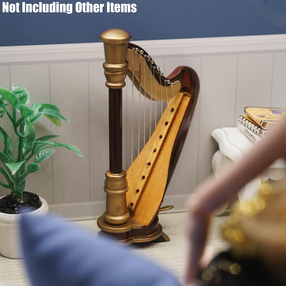 Odoria 1/12 Miniature Harp Dollhouse Musical Instruments Accessories