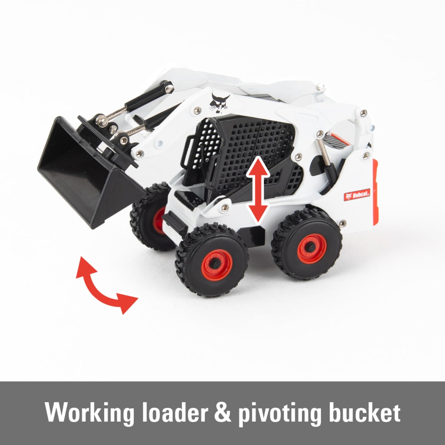 TOMY Bobcat Skid Steer Construction Toy Set - 1:32 Scale - Die Cast Skid Steer Toy - 15 Piece Playset with 3 Interchangeable Attachments - Ages 3+