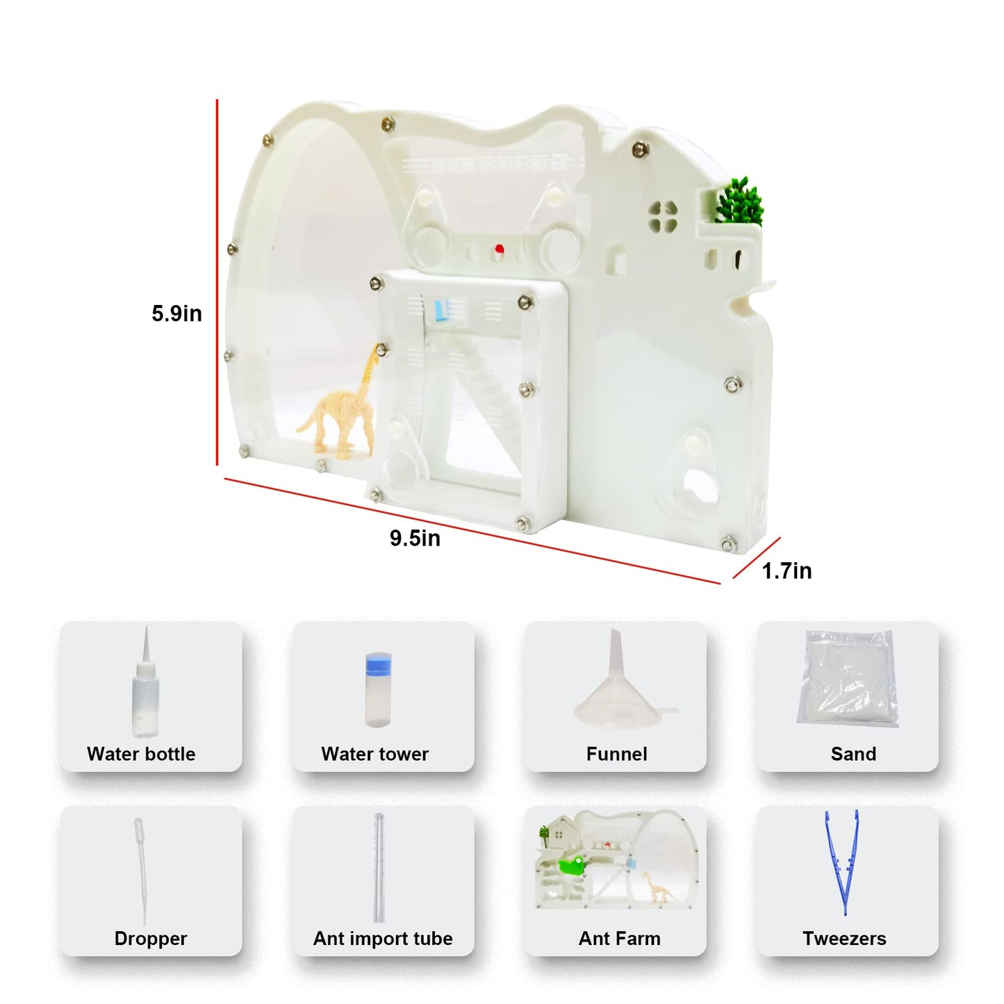 EXBEPE Large Sand Ant Farm Castle,Ant Habitat with Dinosaur Digging to Study Ant Colony Ecosystem Behavior,Science Educational Gift for Kids