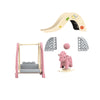 OLEOCA Family Dollhouse Accessories - Mini Playground Set with Swing & Slide, Rocking Horse, Soccer Goals, Screen-Free Add-On - Miniature Dollhouse