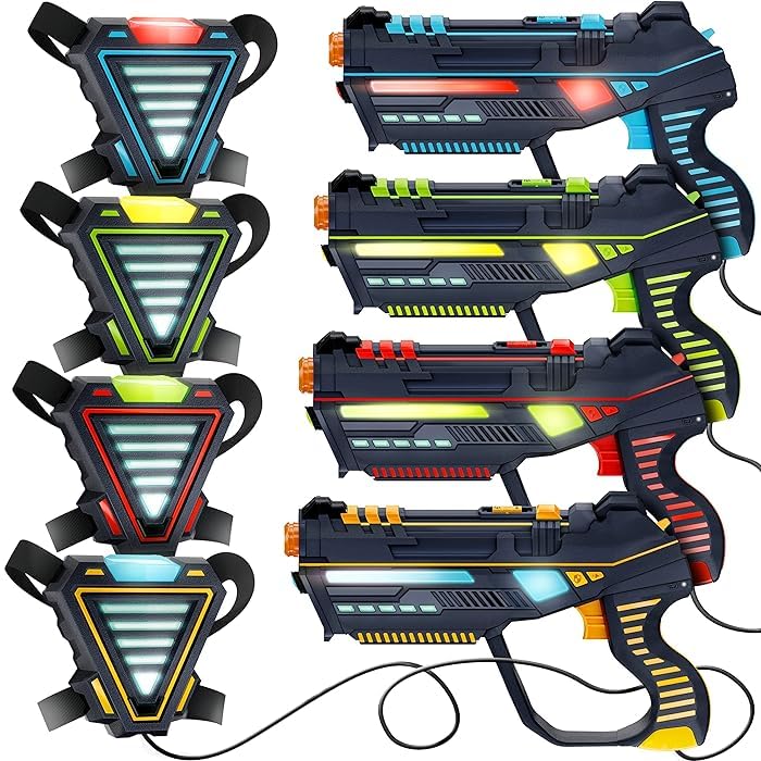 Squad Hero Rechargeable Laser Tag for Kids, Teens & Adults - Boys Gifts - Blasters & Vest Sensors - Fun Ideas Age 8+ Year Old Toys - 4 Set - Lazer