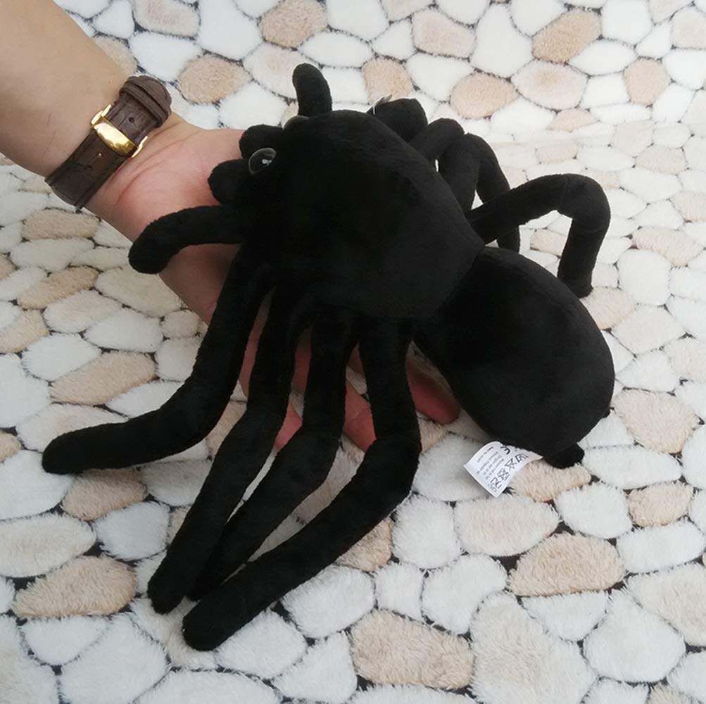 TAMMYFLYFLY Black Spider Plush, 9 Inch Collectible Decorative Big Eyes Tarantula Stuffed Toy Soft Take A Long Plushie Pillow Squishes Washable Cushy