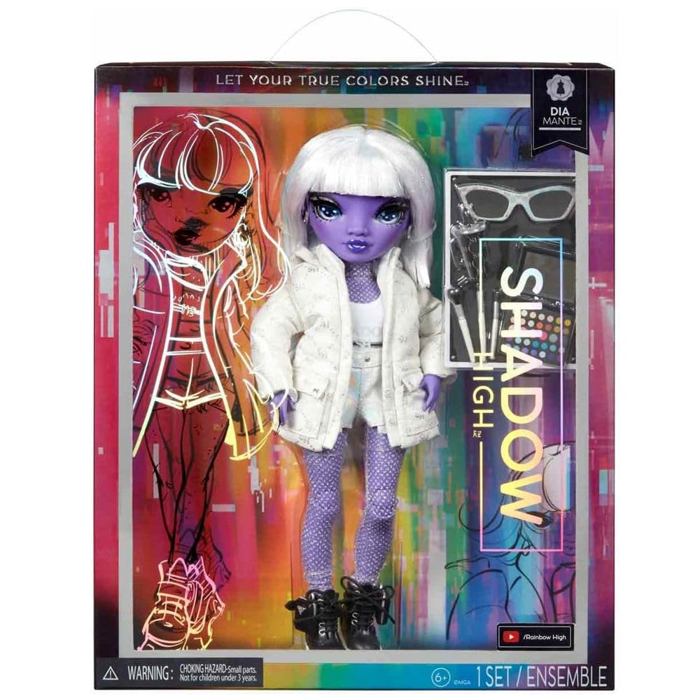 Rainbow High Shadow High Dia Mante- Purple Fashion Doll. Fashionable Outfit & 10+ Colorful Play Accessories. for Kids 4-12 Years Old & Collectors