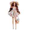 Fashion Doll Outfit Set, Floral Print Halter Mini Dress with Straw Hat and Woven Basket, Summer Beach Style, for 11.5-12" Dolls or 1/6 Scale Super