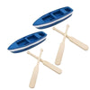 2 Sets Mini Tiny Wooden Boat, Beach Style Miniature Ornament Kits for DIY Fairy Garden Dollhouse Decoration, Miniature Dollhouse Boat with Oars Canoe