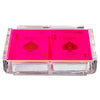 Luxe Dominoes Modern Elegant Playing Card Deck Holder Tray with 2 Decks of Playing Cards in Unique Stylish Deluxe Acrylic Box with Color lid (Neon