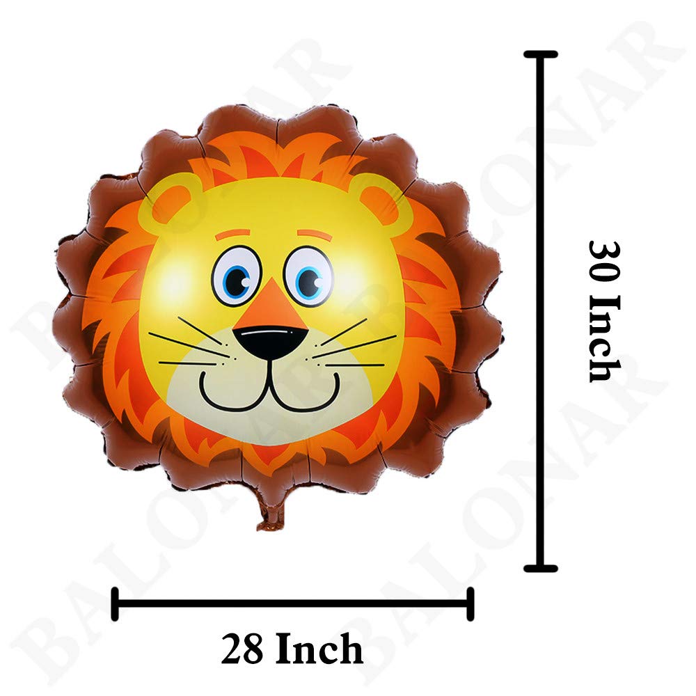 BALONAR 5pcs 32 Inch Tiger Lion Zebra Monkey Foil Balloons Animal Balloons