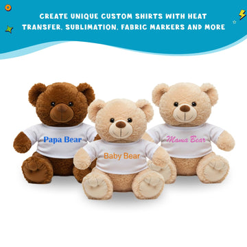 Get Ready Kids 25 Pcs Teddy Bear T-Shirts White Crew Neck for Plush Toys