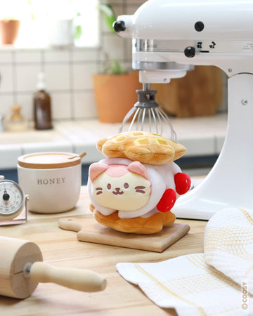 Anirollz Waffle Kittiroll Plush Pillow, Kawaii Kitty Cat in Waffle, 6"