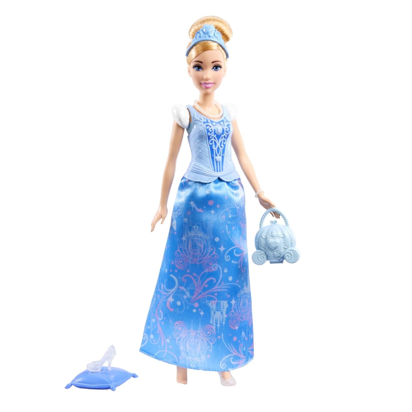 Mattel Disney Princess Toys, Cinderella Fashion Doll with 2 Looks, 9 Accessories, 2 Snap-On Bodices & 2 Skirts, 2-in-1 Stories Inspired by Disney