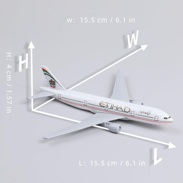 QIYUMOKE 1/400 Compatible for UAE Boeing 777 Diecast Model Airplane with Display Stand, 6-Inch Metal Airliner Model for Aviation Collectors, Desktop