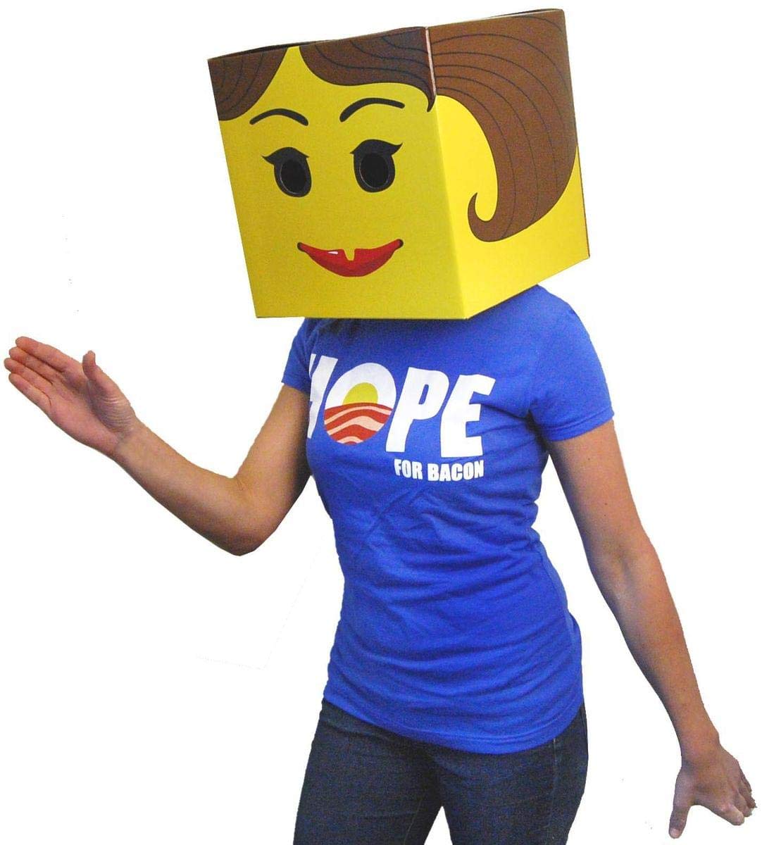 InCogneato Lego My Eggo Female Yellow Brickman Costume Box Head