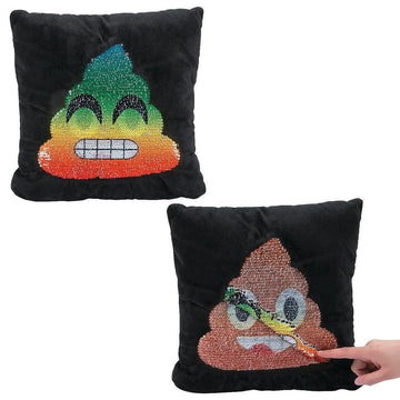 Fun Express 14" Rainbow Flipping Sequin Stuffed Poop Emoji Pillow