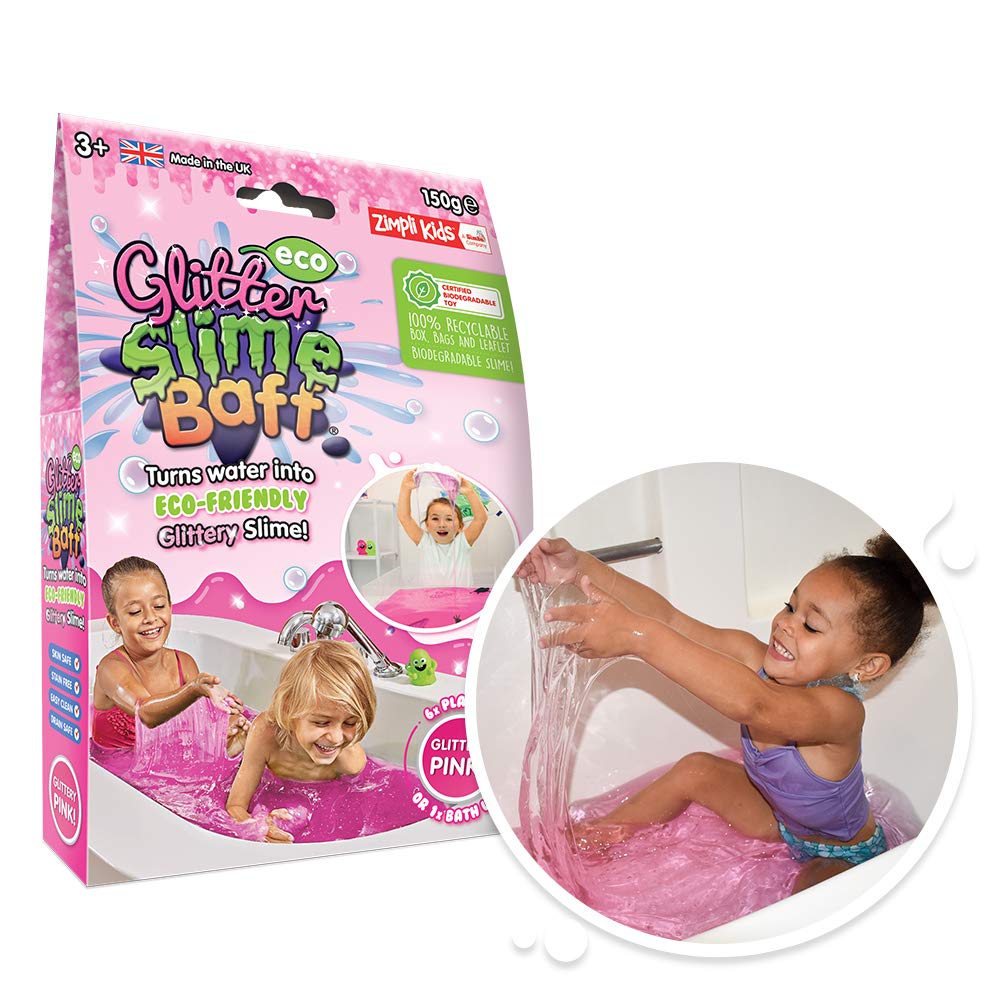 zimpli kids 1 Bath Pack or 6 Play Uses, Glitter Pink, Eco Slime Baff