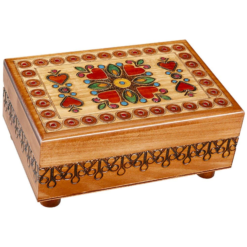 Love Hearts Box Artistic Carved Polish Handmade Wooden Secret Legs Puzzle Secret Opening Box
