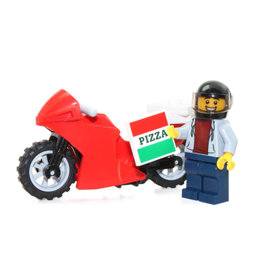 LEGO City Minifigure - Pizza Delivery Guy on Motorcycle (Limited Edition)