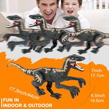 APOBATK Remote Control Dinosaur Toys for Kid - Walking Dinosaur Toys for Boys 5-7?RC Jurassic Velociraptor Toys 8-12?Robot 3-5 with Light Sounds