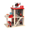 BBtinker Wooden Fire Station Playset, Multicolor 3-Level Pretend Play Dollhouse with Figures, Truck, Helicopter and Accessories, Preschool Learning