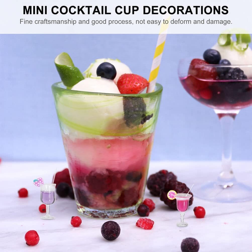 4 Pcs Miniature Dollhouse Juice and Wine Bottle Set - Resin Cocktail Cups and Beverage Bottles, Simulated Drink Models for Dollhouse Kitchen Decor