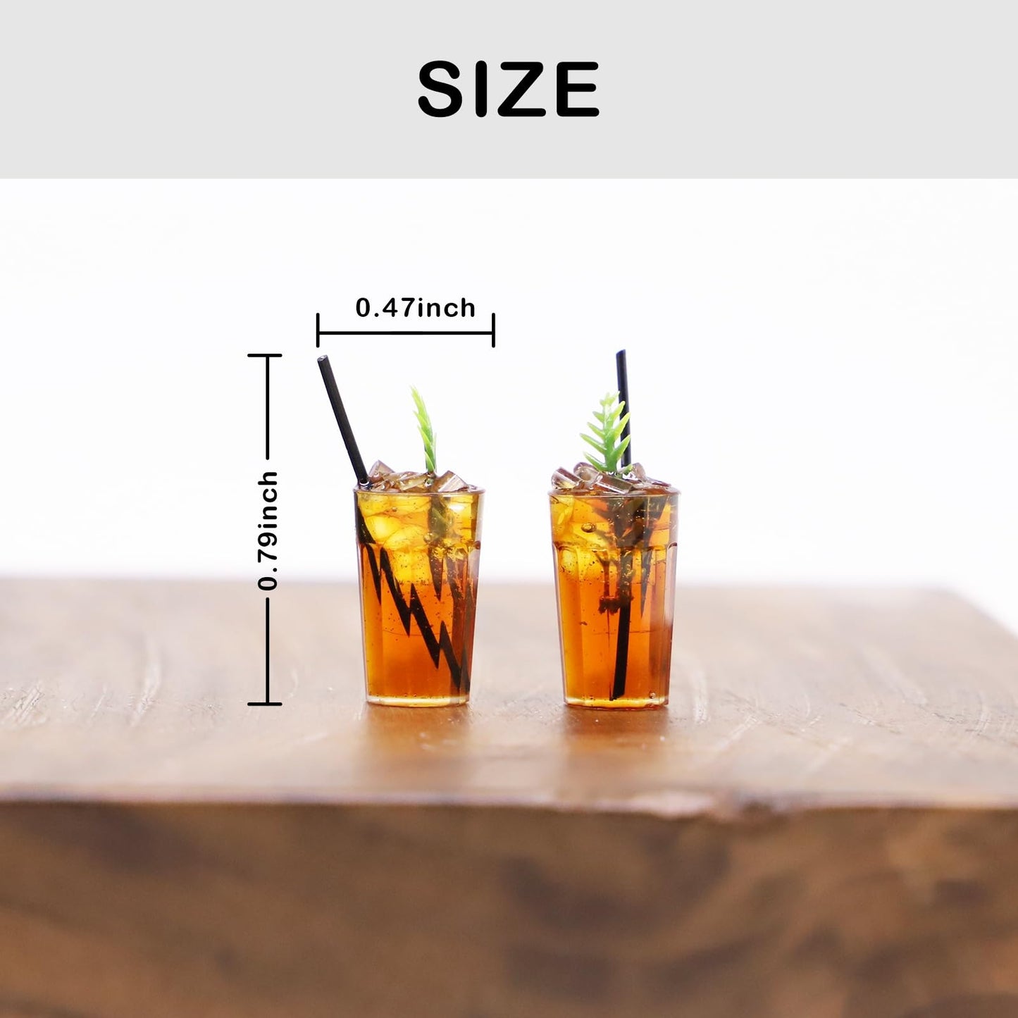 Miniature Ice Coffee Cup, Dollhouse Mini Iced Tea, Miniature Drinks, Set Filled Iced Tea Glass, for Dollhouse Miniature Kitchen Food Diorama Supplies