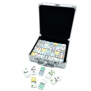 Front Porch Classics, Mexican Train Domino Set On-The-Go Aluminum Carrying Case, 2 to 8 Players Ages 8 to 99