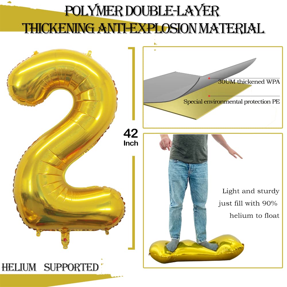 GOER 42 Inch 2026 Gold Foil Number Balloons for 2026 New Year Eve Festival Party Supplies Graduation Decorations