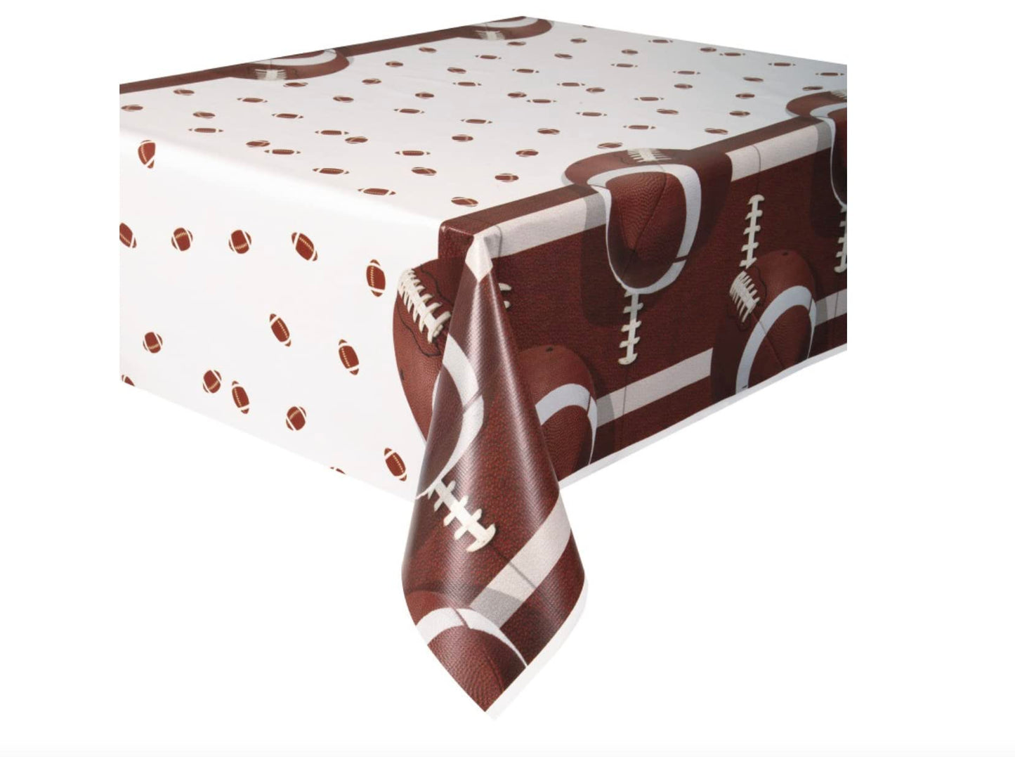 Multicolor Football Party Rectangular Plastic Table Cover - 54" x 84", (1 Count) - Premium Quality, Eye-catching Design & Easy Cleanup - Perfect