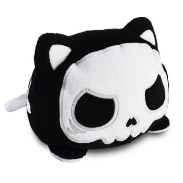 TeeTurtle - The Original Reversible Cat Plushie - White + Skeleton - Glows in the Dark! - Cute Sensory Fidget Stuffed Animals That Show Your Mood