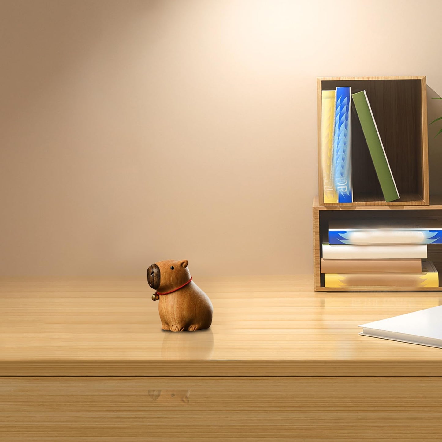 Eagyrosi Capybara Wooden Figurine - Handmade Art, Solid Wood Present with Crisp Lines, 4.2x3.6x5.4cm