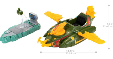 Masters of the Universe Origins Wind Raider Vehicle with Tow Hook, Retractable Cable & Display Stand for Motu Storytelling Play and Display, Gift