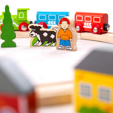 Bigjigs Rail, First Wooden Train Set, Train Gifts for Kids, 20 Piece, Train Set for 3 Year Old Boys, Train Toys for Toddlers
